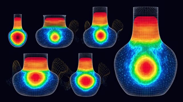Medium shot showcasing a heat map visualization on a screen tracking temperature variations across ladles monitored via integrated sensor technology.