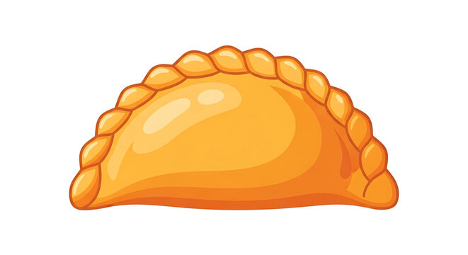 A vibrant orange empanada icon on a clean white background