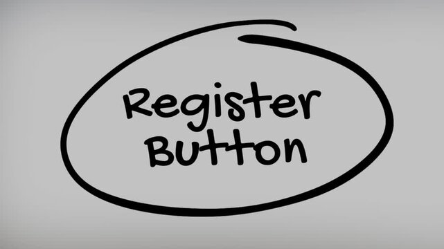 Register Button Hand Writing Text on Glass Screen