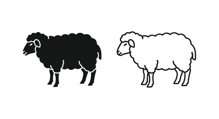 Obraz premium Black and White Sheep Breeds Comparison Guide Vector