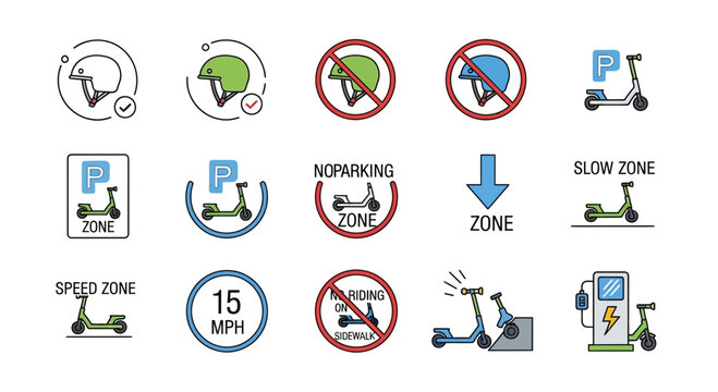 Scooter Parking and Traffic Signs.
