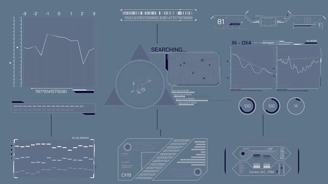 Animated screen with a complex system of operations for searching