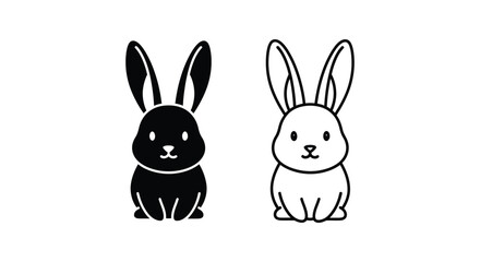 Obraz premium Cute Black White Opposite Rabbits Illustration Design Vector