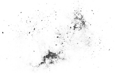 Obraz premium Black charcoal dust flying, gunpowder isolated on white background and texture, clipping path