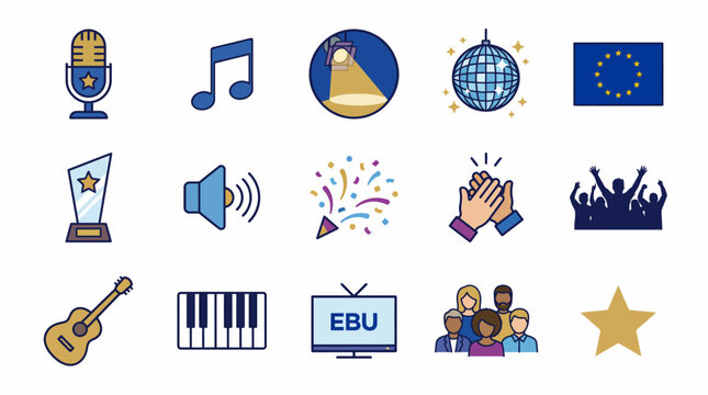 Vector Icons Set of music and entertainment icons representing performance events and awards.