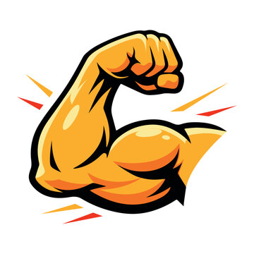 Powerful Muscle Arm Flexing &ndash; Strong Fitness Logo Vector Illustration