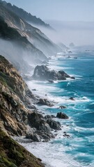 Fototapeta premium Coastal Cliffs with Turquoise Ocean Waves