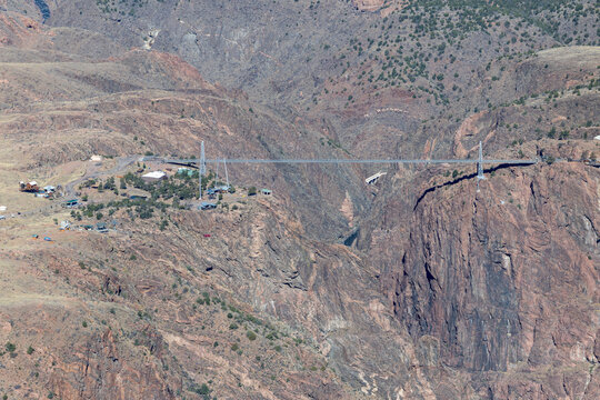 Aerial View of Royal Gorge Bridge over Arkansas River near Canon City, Colorado, USA