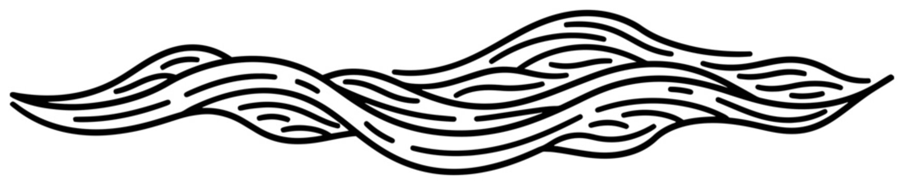 Flowing water waves made of smooth parallel lines in minimalist style