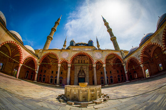 Edirne, one of the former capitals of the Ottoman Empire, with its four-minaret Selimiye Mosque, bridges and other mosques, photographed in the light of sunrise and sunset.