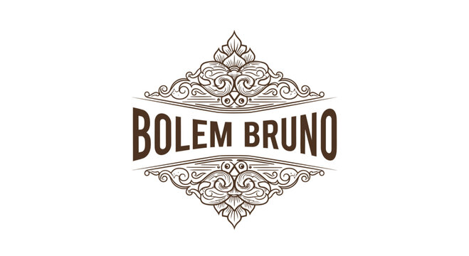 Vintage Engraved Emblem with Ornate Flourishes and Text "BOLEM BRUNO"