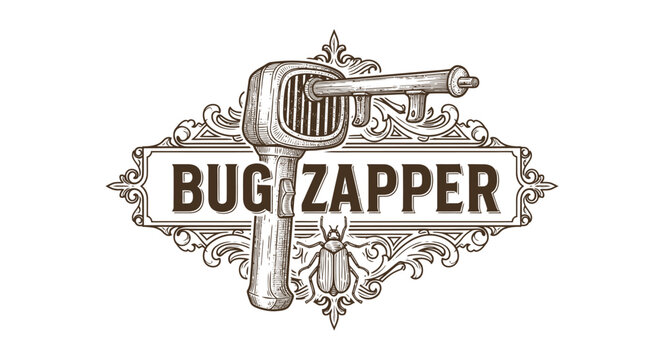Vintage Bug Zapper Emblem - Retro Insect Killer Device Illustration