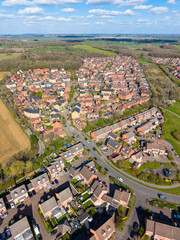 Aerial view of Bray drive and Mendip way roads at Great Ashby area of Stevenage. England