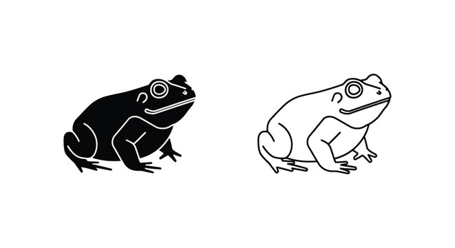 Black White Toad Frog Illustration Art Design Vector
