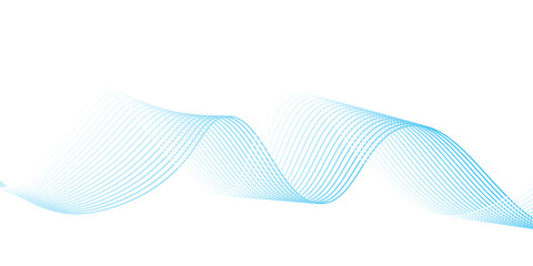 Fototapeta premium Abstract blue smooth waves on white background. Dynamic sound waves. Design elements. vector