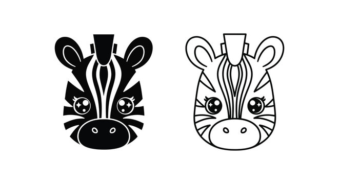 Cute Zebra Head Art Designs for Kids  Home Decor Vector