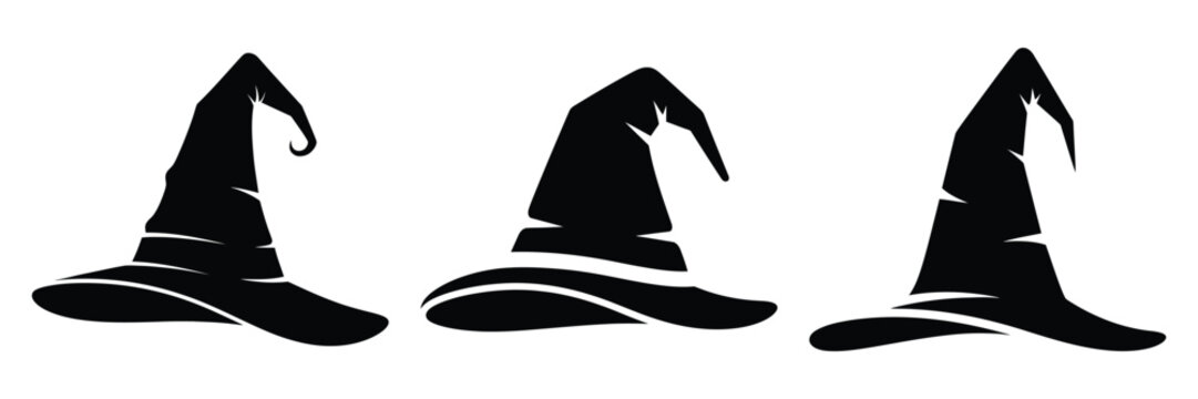 witch hat silhouette set vector illustration