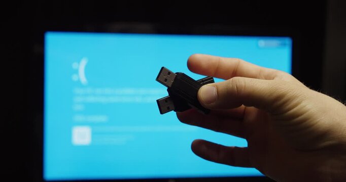 Unknown USB Drive Connected to Computer &ndash; Cybersecurity Risk and Data Threat Concept