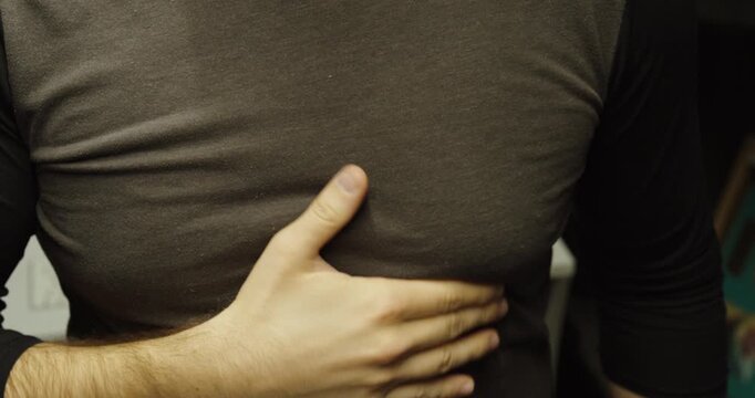 Overweight Man Touching Chest &ndash; Body Image and Weight Concern Concept