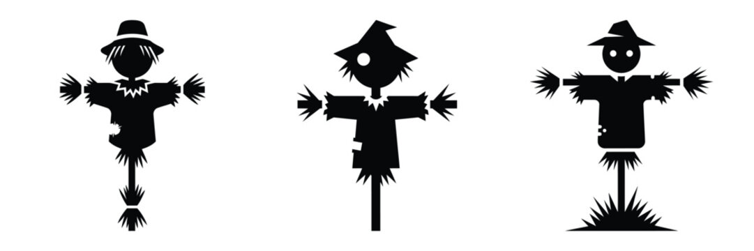 scarecrow silhouette set vector illustration