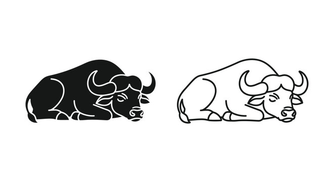 Water Buffalo Symbols Bold  Elegant Designs Vector