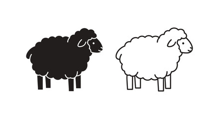 Obraz premium Black and White Sheep Clipart Vector Design Vector