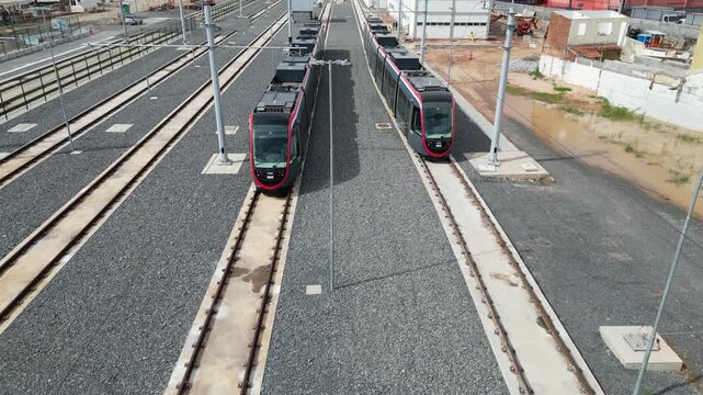 salvador, bahia, brazil - april 1, 2026: salvador VLT train is seen in the courtyard of Calcada station
