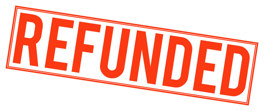 Red refunded stamp mark on transparent background