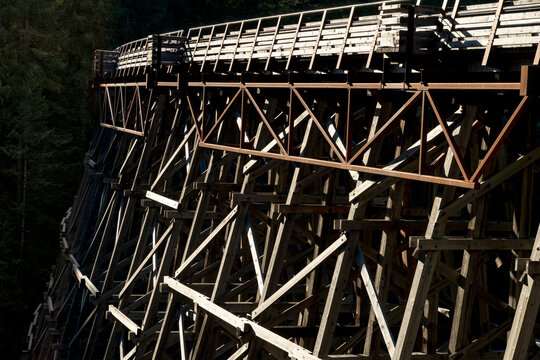 Canada, BC, Vancouver Island, Cowichan Bay.  The Kinsol Trestle, an old railway trestle bridge, now used as part of the Cowichan Valley hiking trail