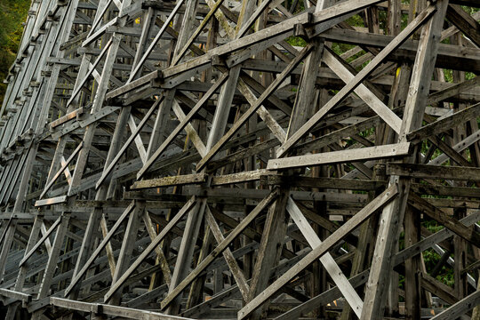 Canada, BC, Vancouver Island, Cowichan Bay.  The Kinsol Trestle, an old railway trestle bridge, now used as part of the Cowichan Valley hiking trail