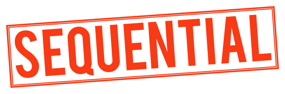 Red sequential stamp text on transparent background