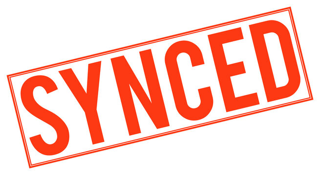 Red synced stamp on transparent background