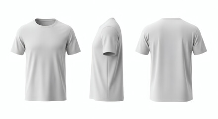 Realistic 3d mockup presentation of a white plain short sleeve crewneck t shirt shown from front side and back views   © jendralbiribiri