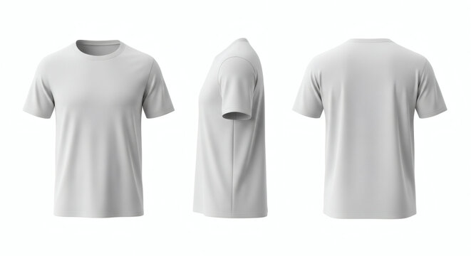 Realistic 3d mockup presentation of a white plain short sleeve crewneck t shirt shown from front side and back views&nbsp;&nbsp;