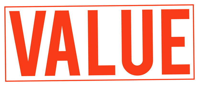 Large red value text in rectangular box on transparent background