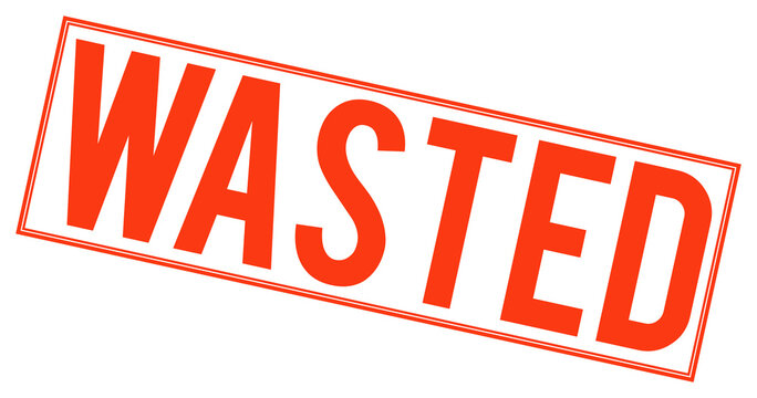 Large red wasted stamp on transparent background