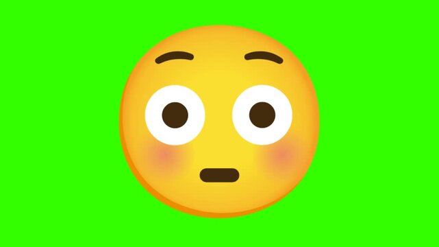 Shy face emoticon on green screen
