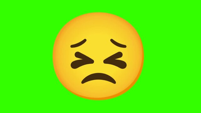 Sad face emoji on green screen