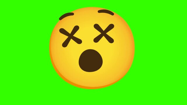 dizzy face on green background