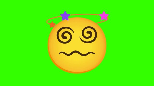 dizzy face emoji on green screen