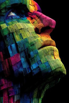 Colorful patchwork quilt with geometric patterns and bright fabric scraps colorful quilt