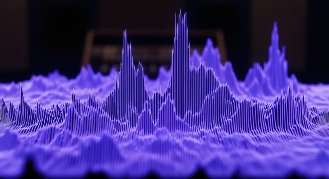 デジタルデータの波が作る未来的な都市景観 3Dレンダリング 抽象背景 テクノロジー
