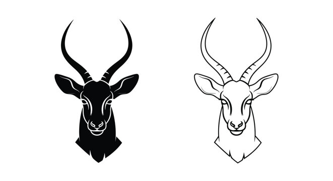 Antelope Horns Skull Mount Designs Comparison Vector