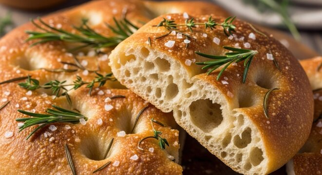 Freshly baked rosemary and garlic bread.