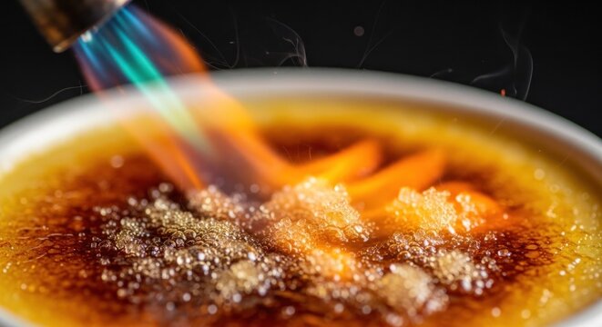 Caramelizing Sugar in a Pan with Flame.