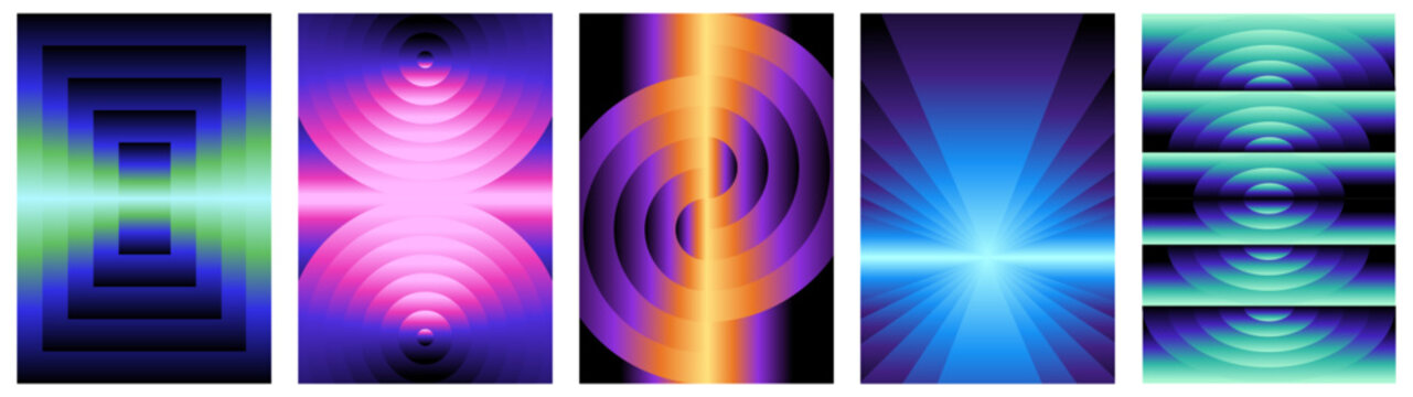 Vector illustration collection - trendy abstract creative minimalist prints and compositions with bright gradient colors - design templates for social media posts and stories, posters and banners 