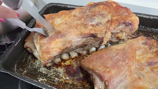 suculento carne costela de porco assada 