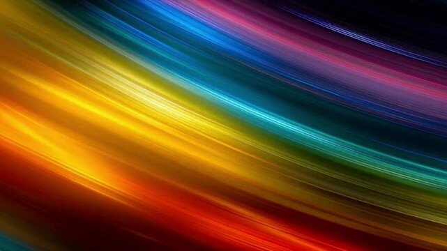 Vibrant colorful abstract light trails streak across dark background in 4K