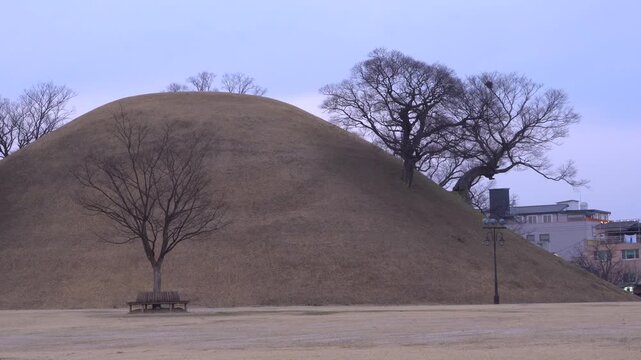 Large ancient burial mound in Gyeongju, South Korea