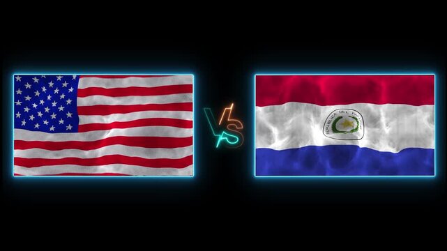 4K USA vs Paraguay Flags Waving for 2026 World Football Tournament. World Football 2026 Matchup: USA vs Paraguay Flag Wave Loop